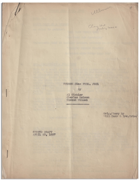 Moe Howard's 30pp. Script Dated April 1937 for The Three Stooges Film ''Playing the Ponies'' -- With Numerous Annotations in Moe's Hand -- Bound by Staples, Very Good Condition